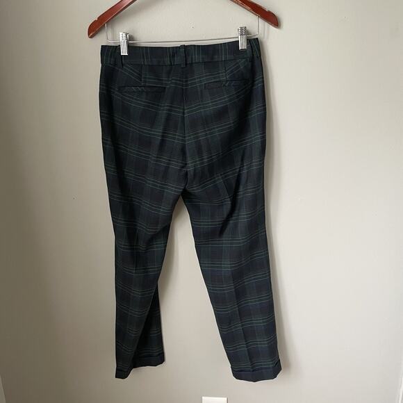 J Crew Cafe Capri Wool Blend Pants Womens Size 0 Plaid Green And Navy - Picture 7 of 10